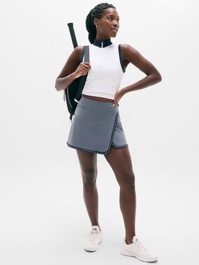 Athleta Crosscourt High Rise Tipped 14" Skort, Slate/Eclipse, XS